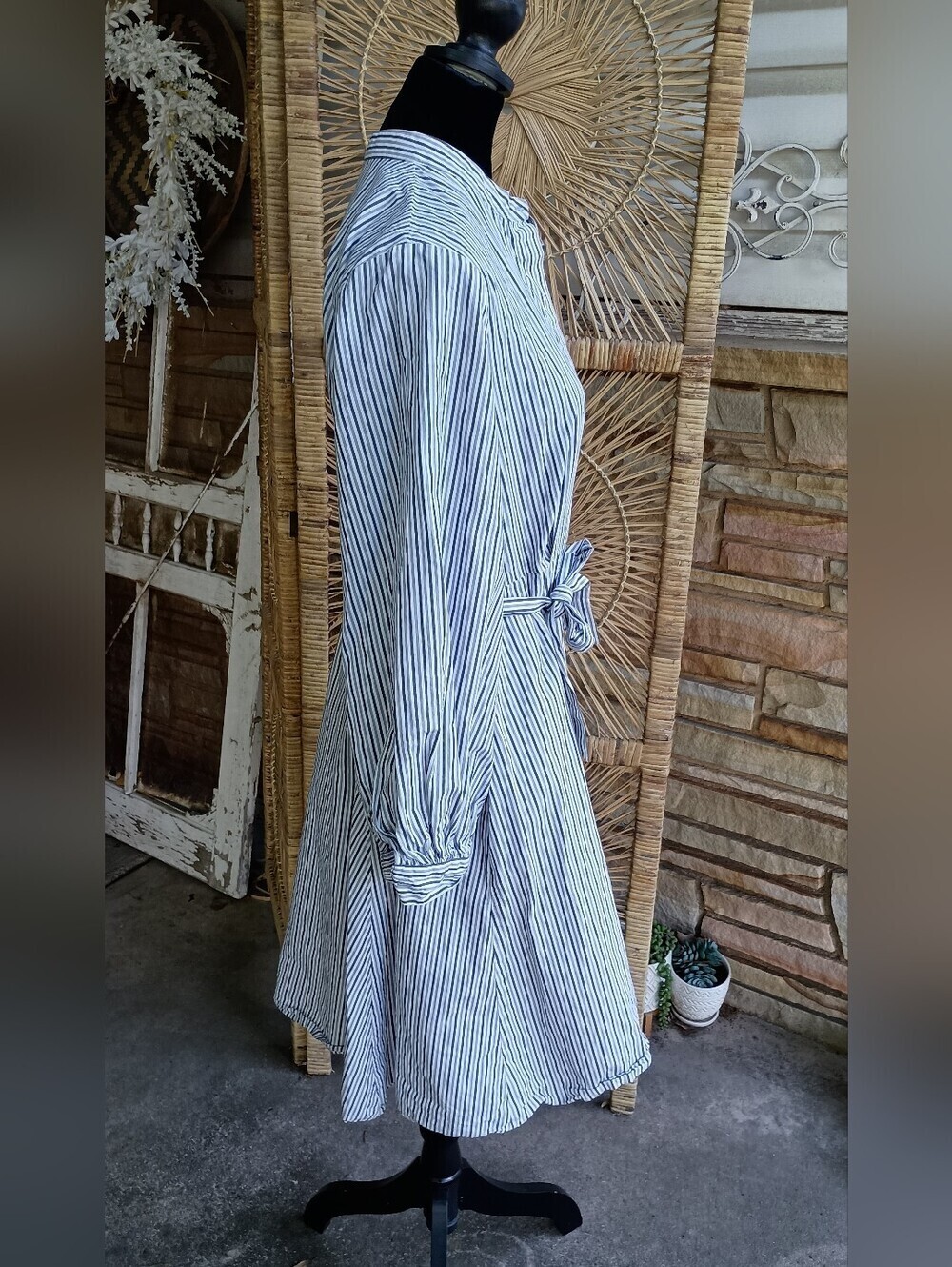 Calvin Klein 100% Cotton Blue/White Striped Shirt Dress with Pockets_10 - Picture 5 of 10